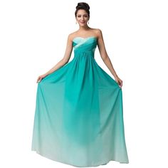 A-Line Ombre Chiffon Long Evening Bridesmaid Dress Blue Ombre Bridesmaid Dresses, Ombre Bridesmaid Dresses, Green Prom Dresses, Green Prom, Ombre Dress, Green Prom Dress, Wedding Dress Trends, Polyester Dress, Blue Ombre