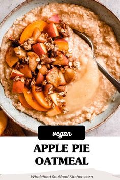 an oatmeal with apples and nuts in a bowl