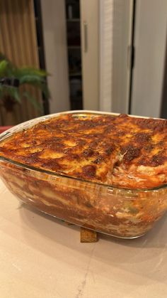 a casserole dish sitting on top of a table