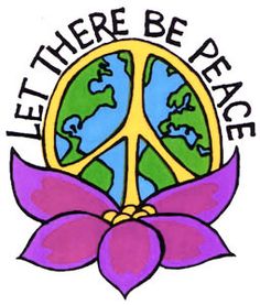 there is a peace sign with a flower in front of it and the words, let there be peace