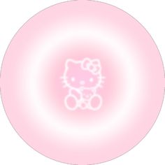 an image of a pink hello kitty on the inside of a round object with white outline