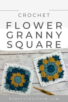 the crochet flower granny square pattern is shown