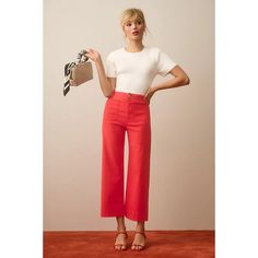 Nwt Anthropologie Maeve The Colette Cropped Wide-Leg Pants Size 30 Red Waist 30'', Rise 14'', Inseam 26'' Magic Fabric It’s No Illusion: This Only-At-Anthro Fabric Is Expertly Engineered To Sculpt As It Stretches. It’s Quite The Trick, And It’s Wowing Everybody. Check Out The Reviews. Try It On For Yourself. Because When The Ta-Da Is How Incredibly It Fits And Flatters, Seeing Is Believing In Our Magic Fabric. * Made With Responsible Linen * Only-At-Anthro Magic Fabric: Viscose, Linen, Cotton, E Chic Red Bottoms For Spring, Chic Red Spring Bottoms, Chic Red Fitted Wide Leg Pants, Red Bottoms For Spring Workwear, Red High-waisted Wide Leg Pants For Spring, Red Spring Workwear Bottoms, Fitted Red Wide Leg Pants For Spring, Red Summer Workwear Bottoms, Seeing Is Believing