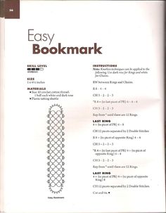 an instruction manual for the easy bookmark