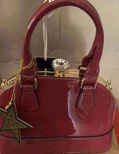 Women’s Vegan purse. Chic Double Handle Bag For Gift, Party Bags With Adjustable Strap And Double Handle, Chic Double Handle Satchel As Gift, Party Shoulder Bag With Adjustable Handle, Party Satchel Bag With Adjustable Handle, Party Satchel With Adjustable Handle, Trendy Burgundy Bags For Shopping, Chic Burgundy Shoulder Bag With Double Handle, Trendy Burgundy Shopping Bags