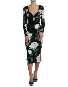 Roses Print, Black Roses, Floral Bodycon, Long Sleeve Shift Dress, Bodycon Midi Dress, Lace Bodycon, Bodycon Midi, Long Sleeve Bodycon