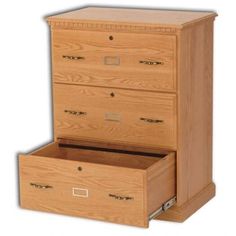 Amish USA Made Handcrafted 3-Drawer Traditional Lateral File Cabinet sold by Online Amish Furniture LLC Home Office Filing Cabinet, Base Trim, File Cabinets, Lateral File Cabinet, Wood Knobs, Lateral File, Amish Furniture, Dovetail Drawers, Oak Furniture