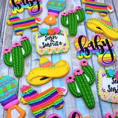 some decorated cookies that are on a table