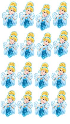 the snow princess stickers are all different shapes and sizes, but one is blue