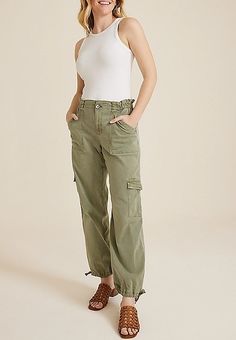 High Rise Utility Straight Pant | maurices Summer Cotton Mid-rise Parachute Pants, Mid-rise Summer Cargo Pants With Five Pockets, Mid-rise Cargo Pants With Five Pockets For Summer, Straight Pants, High Rise, Pants, Clothes, Trousers