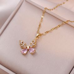 Material: Titanium Steel Fashion Element: Petals Style: Affordable luxury style Butterfly Jewelry Necklace, Ethereal Jewelry, Pretty Jewelry Necklaces, Romantic Jewelry, Romantic Jewellery, Butterfly Pendant Necklace, Girly Accessories, Classy Jewelry, Fancy Jewellery