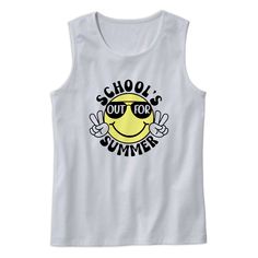 Graphic Tank Top, Casual Smiley Schools Out For Summer Tank Top Outfit, Unisex Tank Top, Cute Summer Tops The post Smiley Schools Out For Summer Tank Top Outfit appeared first on Cool Trendy Tees. Cheap Summer Go-dry Tank Top, Cheap Fun Crew Neck Tank Top, Cheap Trendy Tank Top For Concerts, Affordable Everyday Tank Top With Graphic Print, Cheap Go-dry Summer Tank Top, Summer Cartoon Print Tank Top, Cheap Text Print Tank Top For Spring, Cheap Everyday Tank Top With Graphic Print, Cheap Cotton Tank Top With Text Print