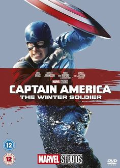 captain america the winter soldier on blu - ray with an image of him holding a shield