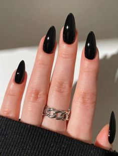 Time to brush the dust off those quarantined claws and get ready for the spookiest night of the year. Black Round Acrylic Nails, Long Black Almond Nails, Black Nail Tips, Black Almond Nails, Nails Kit, Long Almond, Black Acrylic Nails, Nails Set, Nail Supplies