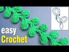 an easy crochet pattern for flowers and leaves with the words, easy crochet