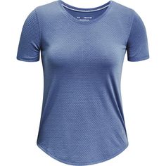 a women's t - shirt with short sleeves and a round neckline in blue