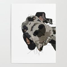 a card with an image of a dog's face