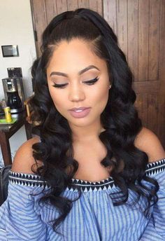 Black Bridesmaids Hairstyles, Hair Styles Long Hair, Pony Hairstyles, Black Ponytail Hairstyles, Loose Waves Hair, Hair Affair, Hot Hair Styles, Hair Ponytail Styles