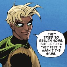 a comic character with an evil look on his face and the caption says they tried to return home, but i think they felt it was the same