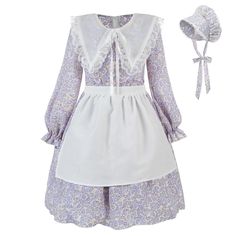 PRICES MAY VARY. ❀ The colonial girls dress set is more than just a floral long sleeve dress – it's a complete outfit that includes a printed pioneer bonnet for Girl, white apron, and organza lace navy collar. With all of these pieces combined, your lovely girl will look and feel like she's stepped back in time to a simpler, more charming era. ❀ Made from cotton and rayon materials and designed with attention to detail, the girl pioneer dresses set is not only beautiful but also durable, soft, b Pioneer Dresses, Amish Dress, Pioneer Bonnet, Colonial Costume, Pioneer Costume, Pioneer Dress, 1800's Dress, Prairie Dresses, Colonial Dress