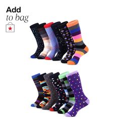 in stock Fitted Multicolor Socks For Fall, Sock Packs, Fun Dress, Colorful Socks, Dress Socks, Designer Dress, Mens Spring, Cool Patterns, Mens Socks