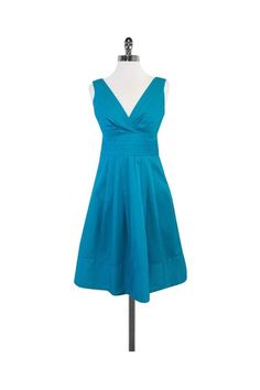 Current Boutique-Nanette Lepore - Turquoise Pleated Cotton Dress Sz 2 Pretty Dance Costumes, Bright Winter, Short Dresses Casual, Nanette Lepore, Fashion 2020, Casual Work, Character Outfits, Work Casual, Empire Waist