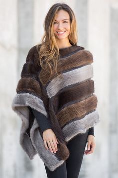 An artistically styled poncho that sets you apart from the crowd, the Samantha rules the season for warmth and beauty. Free shipping   returns. Fur Poncho, Mink Fur, Designer Jeans, Lambskin Leather, Winter Scarf, Fur Coat, Texture, Free Shipping, Beauty