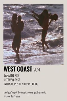 an advertisement for the west coast music festival, with two people playing in the water