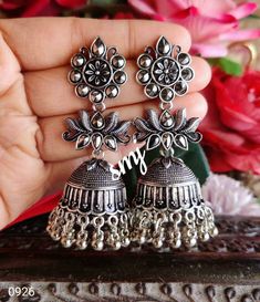 Earrings Ornate Jhumkas For Festive Occasions, Traditional Metal Jhumkas For Wedding, Festive Bohemian Jhumkas, Traditional Oxidized Jhumkas For Festive Season, Festive Traditional Oxidized Jhumkas, Pakistani Earrings, Hand Accessories, Geometric Pattern Art, Pretty Jewelry Necklaces