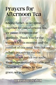 prayer for afternoon tea with flowers on the table