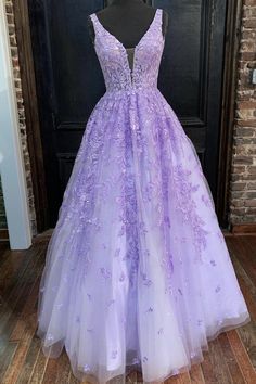 Prom Dresses Purple, Lace Long Prom Dress, Purple Evening Dress, Prom Dress Long, Dress Lilac, Dresses Purple, Lace Formal Dress, Custom Size Dresses, A Line Prom Dresses