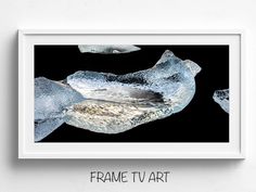 an image of some ice crystals in the water with words frame tv art above it