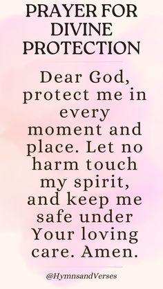 a pink background with the words prayer for divine protection