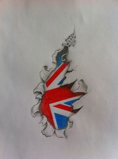 a drawing of the british flag on a piece of paper