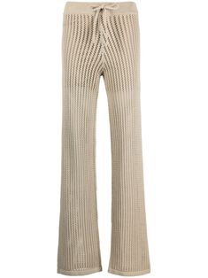 light beige knitted construction open knit ribbed trim straight leg elasticated drawstring waistband Spring Beige Knit Pants, Beige Knit Wide-leg Bottoms, Beige Knit Wide Leg Bottoms, Beige Ribbed Knit Bottoms, Straight Leg Trousers, Open Knit, Drawstring Waistband, Light Beige, Hugo Boss