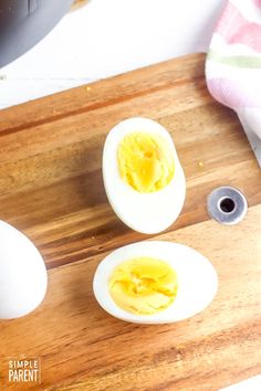 hard boiled eggs on a wooden cutting board