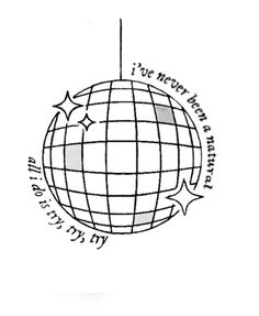 a black and white drawing of a disco ball with the words i've never been married