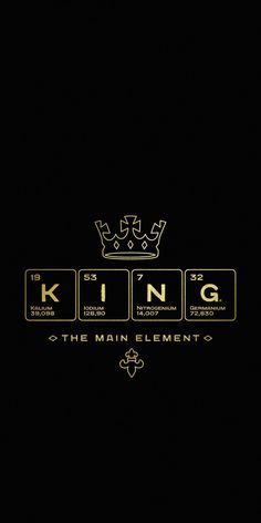 the main element in king is gold on a black background