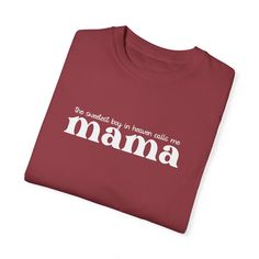 The Sweetest Boy in Heaven Calls me Mama, Mama to an Angel Shirt, Angel Mom Shirt, Mama T Shirt, Angel Shirt, Angel Mama T Shirt All items have been carefully designed by one loss family for another. Proudly wear our crewnecks in memory of your sweet baby that dances in the stars. ☼Don't see a size or COLOR that you want? Just ask T-SHIRTS ☼100% ring-spun cotton ☼ Medium fabric (6.1 oz/yd² (206.8 g/m ☼Relaxed fit ☼Sewn-in twill label CARE INSTRUCTIONS: Wash cold, tumble dry low. Wash with like c Red Tops With Text Print For Mother's Day, Mother's Day Crew Neck Tops With Funny Text, Red Tops With Text Print As A Gift, Red Top With Text Print For Gift, Red Top With Text Print As A Gift, Red Text Print Top As A Gift, Cotton Slogan Top For Gift, Cotton Slogan Tops As A Gift, Cotton Slogan Tops As Gift