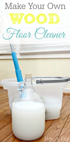 how to make your own wood floor cleaner from mom's helper, with text overlay