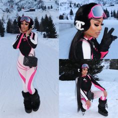 Colorado Outfits Black Women, Ski Glasses Outfit, Snow Trip Outfits For Black Women, Cabin Outfits Black Women, Colorado Winter Outfits Black Women, Colorado Springs Outfits, Snowsuit Outfit Black Women