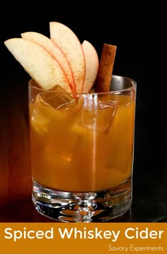 Spiced Whiskey Cider is the perfect fall cocktail using Sagamore Spirit rye whiskey, apple cider, lime juice and simple syrup. Whiskey Apple Cider, Apple Cider Whiskey, Cointreau Cocktail, Campari Cocktail, Whiskey Cocktails Easy, Apple Cider Cocktail, Cocktail Recipes Whiskey, Cider Cocktails