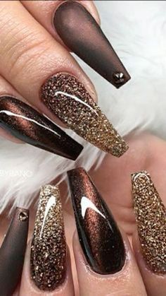 Brown Acrylic Nails, November Nails, Stylish Nails Designs, Her Nails, Fall Acrylic Nails, Fall Nail Art