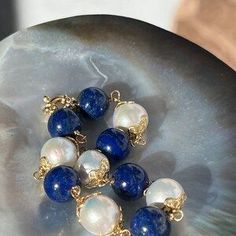 Lapis lazuli fresh water Edison pearls and gold vermeil image 8 Elegant Blue Lapis Lazuli Bracelet, Elegant Sapphire Beaded Bracelets With Round Beads, Elegant Sapphire Beaded Bracelets, Elegant Lapis Lazuli Gemstone Bracelets, Elegant Handmade Lapis Lazuli Bracelets, Elegant Blue Pearl Bracelet With Natural Stones, Elegant Blue Pearl Bracelet With Charm, Elegant Blue Round Pearl Bracelet, Elegant Blue Pearl Bracelet