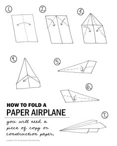 how to fold a paper airplane that looks like it is in the air with instructions