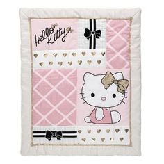 Hello Kitty 3-Piece Crib Bedding Set - Lambs & Ivy Hello Kitty Baby Room, Hello Kitty Nursery, Lambs & Ivy, Beige Bed Linen, Hello Kitty Baby, Black Bed Linen, White Nursery, Cute Bedroom Ideas, Baby Bedding Sets