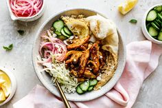 a bowl filled with different types of food