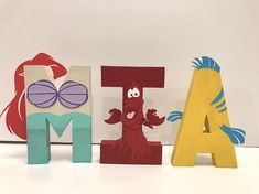 the letters are made to look like cartoon characters