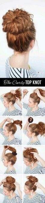 Moño paso a paso Curly Top Knot, Top Knot, Knot