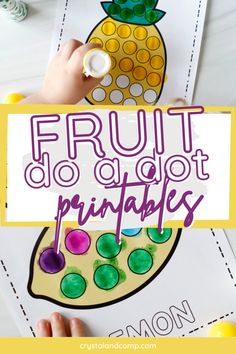 Fruits Worksheets For Kindergarten, Dot Marker Printables, Dot To Dot Printables, Fruit Pops, Dots Free, Dot Worksheets, Fruits For Kids, Do A Dot, Fine Motor Skills Activities